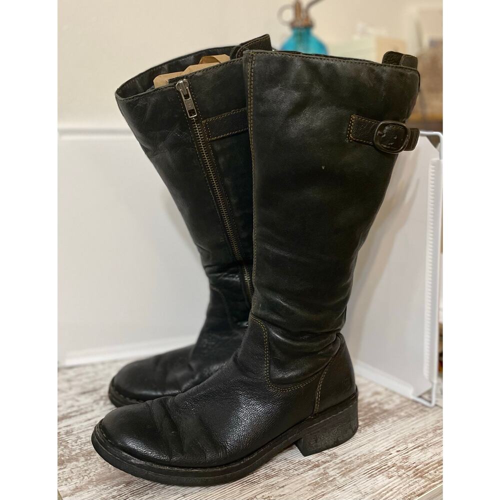 Born Women’s Black Leather Boots Knee High Size 6.5